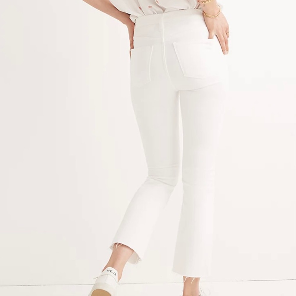 Madewell Pure White Cali Demi Boot Raw Hem Jeans